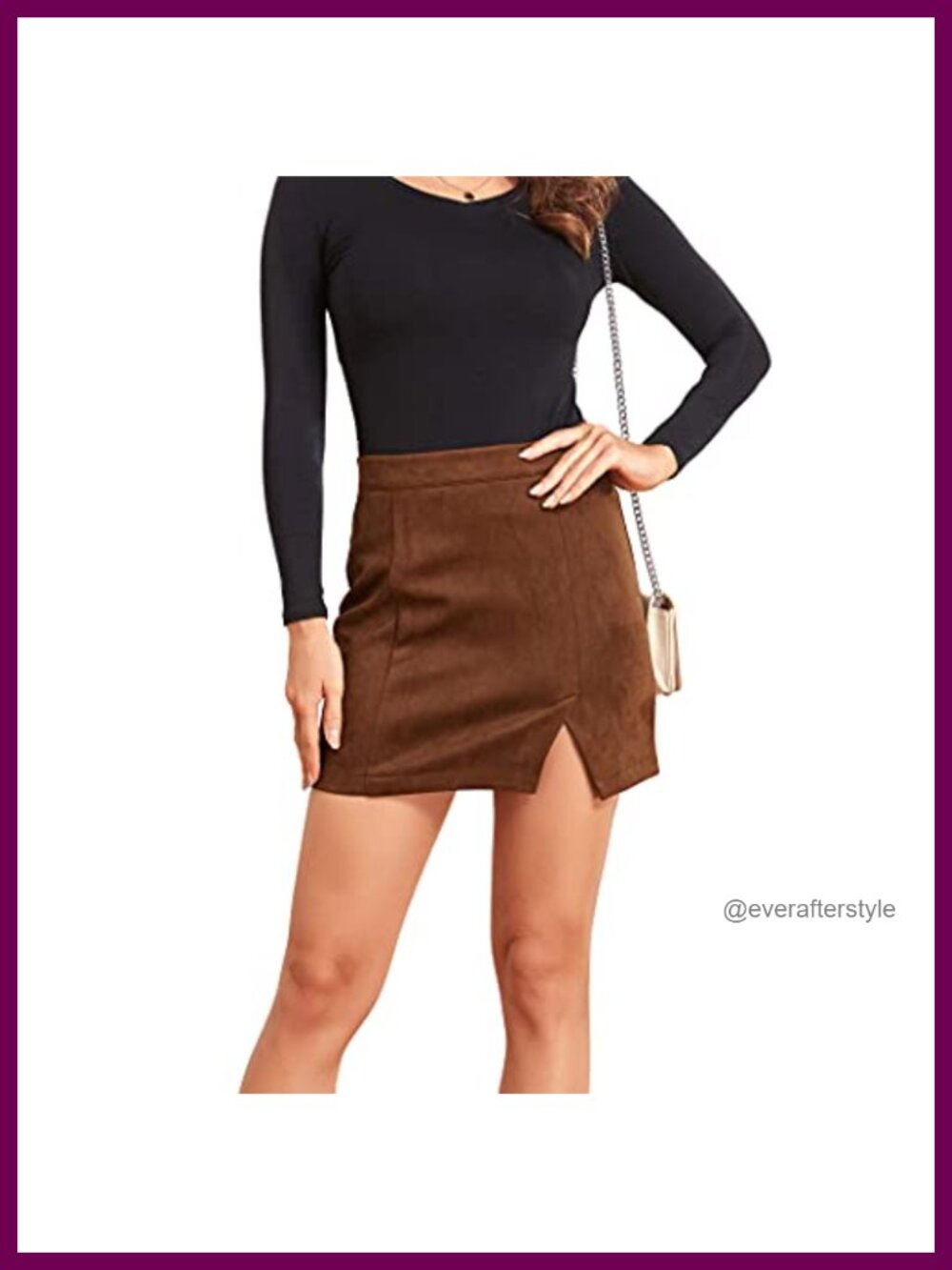Faux Suede High Waist Bodycon Mini Skirt Side Split Slim Fit